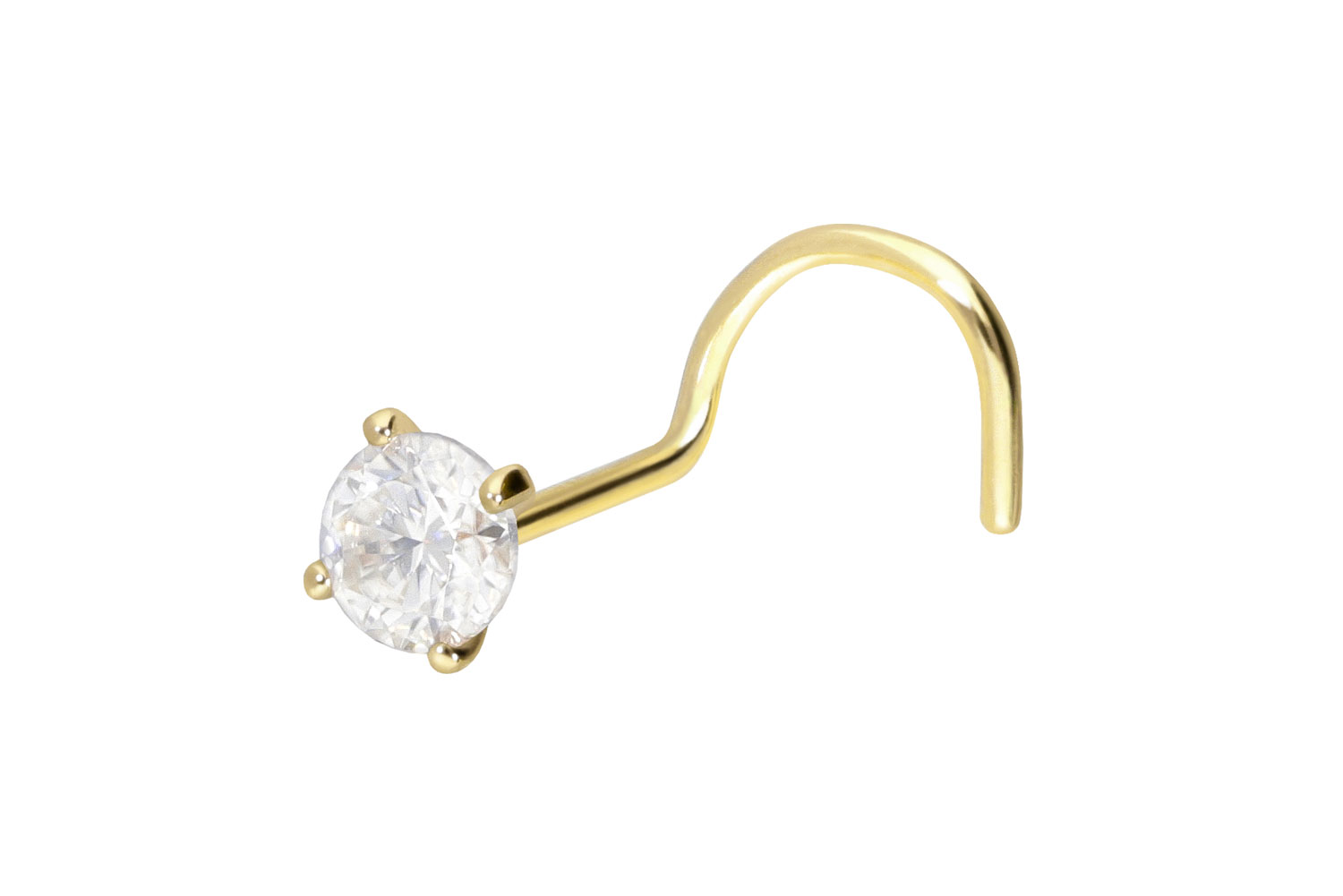 14/18 Karat Gold Nasenstecker Spirale EINGEFASSTER MOISSANIT